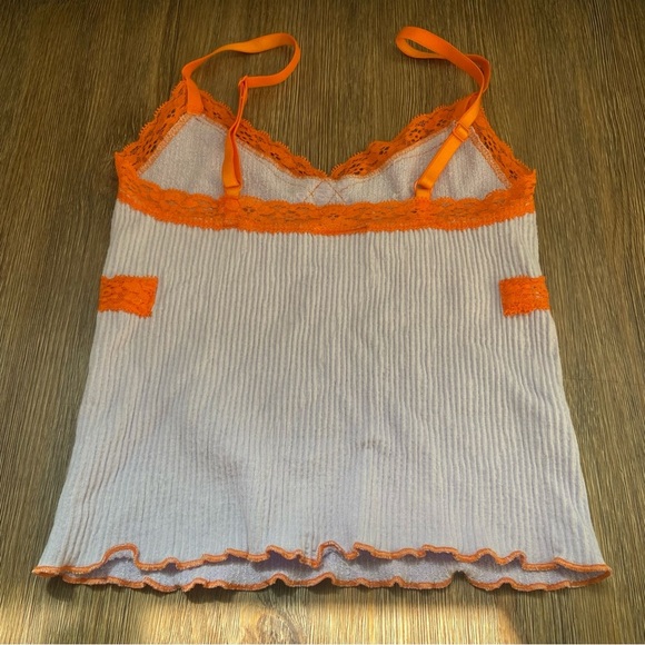NWOT BDG Urban Outfitters Lilac Lavender Cami with Vibrant Orange Lace - Picture 4 of 9